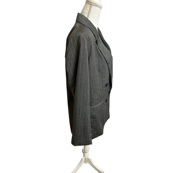 NWT A New Day Women's M Double Breasted Blazer Grey Stripe NEW $40 - Picture 6 of 10